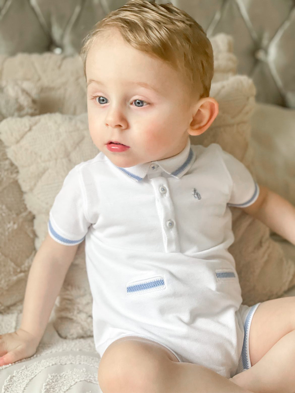 Joshua white pique romper